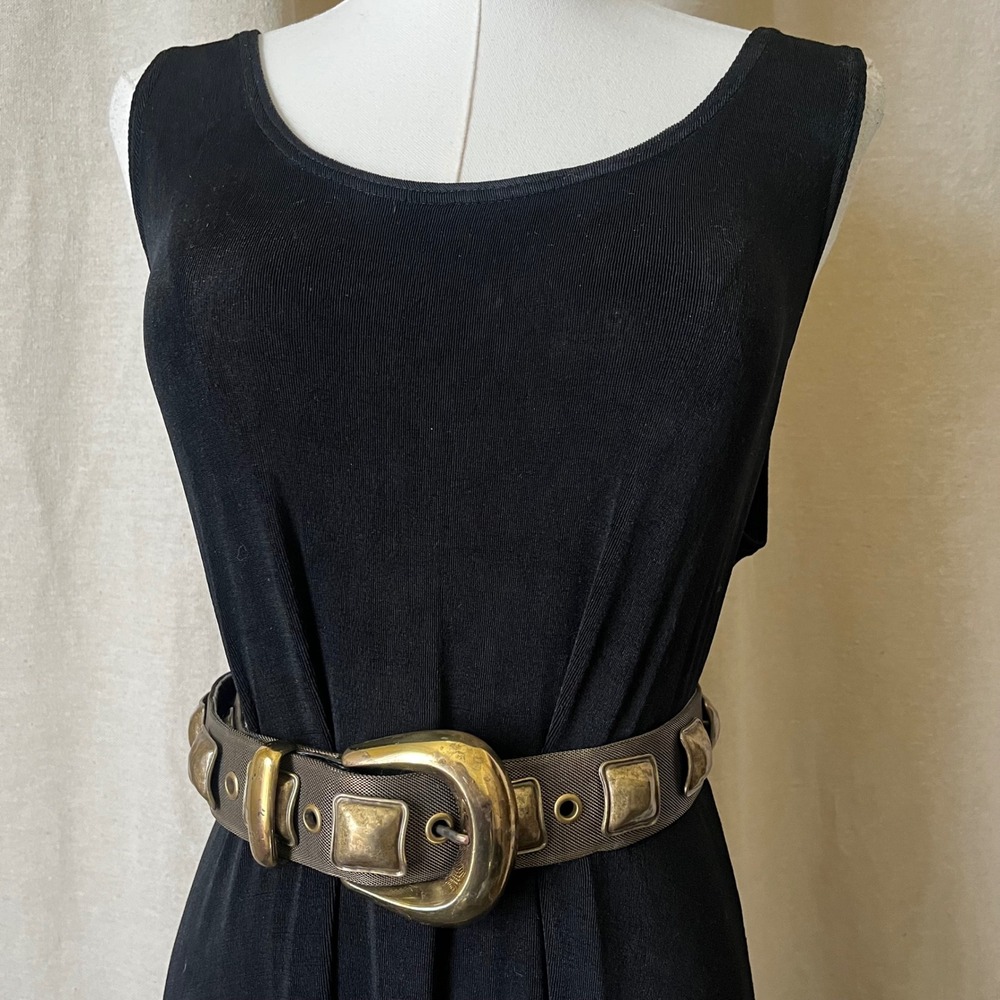 Nanni Milano 80/32 Studded Mesh‎ Leather Belt Italy Brass Buckle